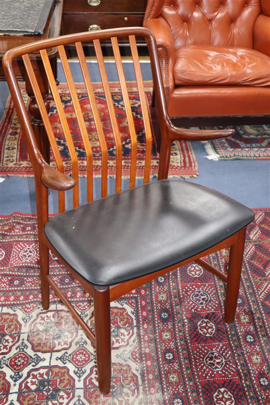 Svend Madsen, Denmark, a set of eight teak dining chairs, two having arms